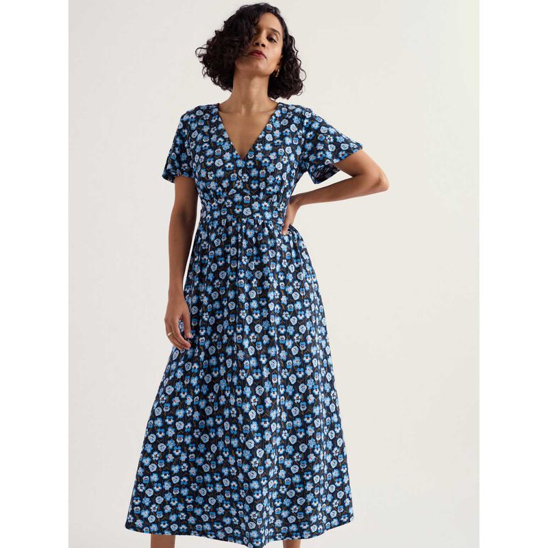 Seasalt Cornwall Chateaux Half Sleeve Dress - Pressed Pansies Sail image number 2